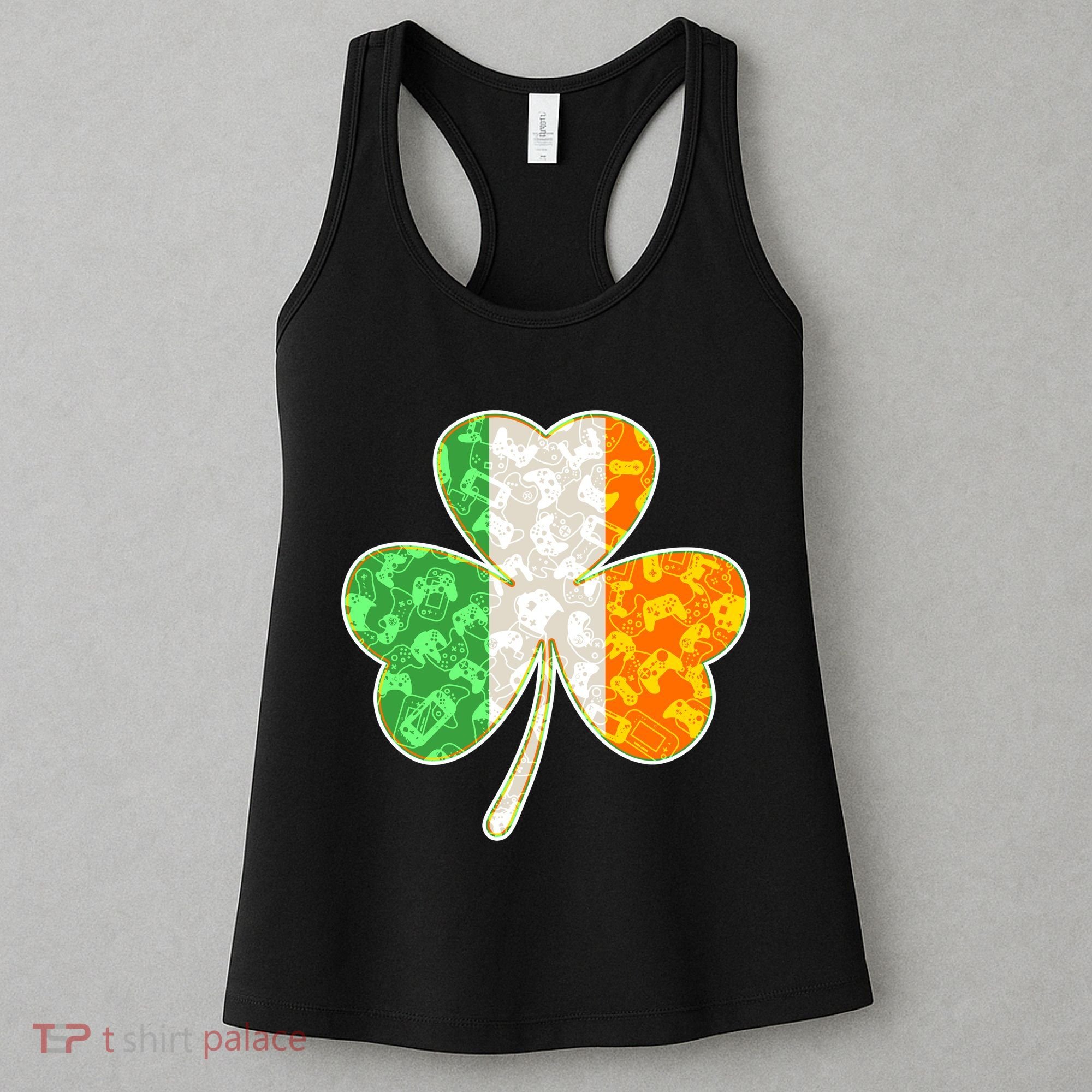 St Patrick's Day Video Gamer Shamrock Clover Women's Tank Top