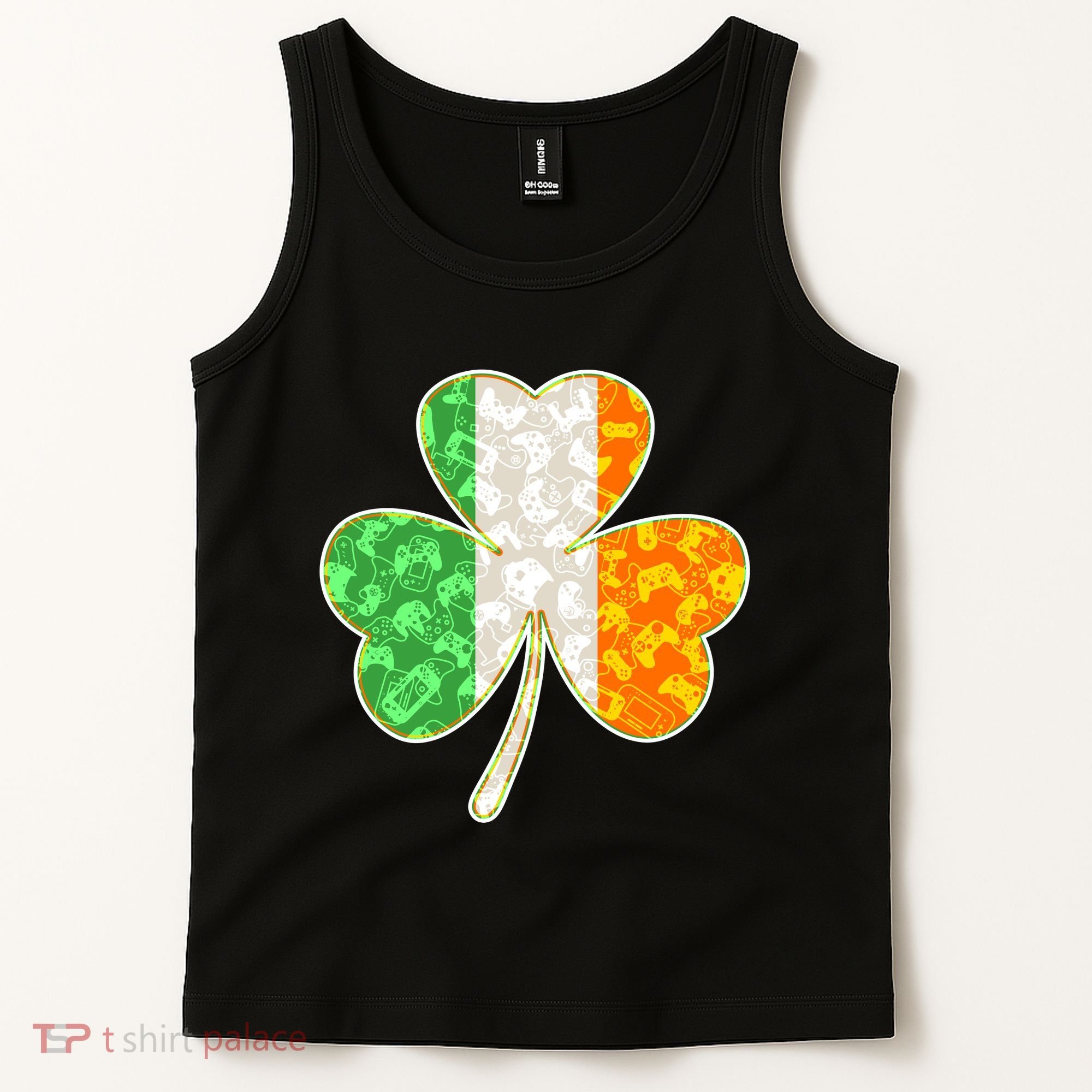St Patrick's Day Video Gamer Shamrock Clover Tank Top