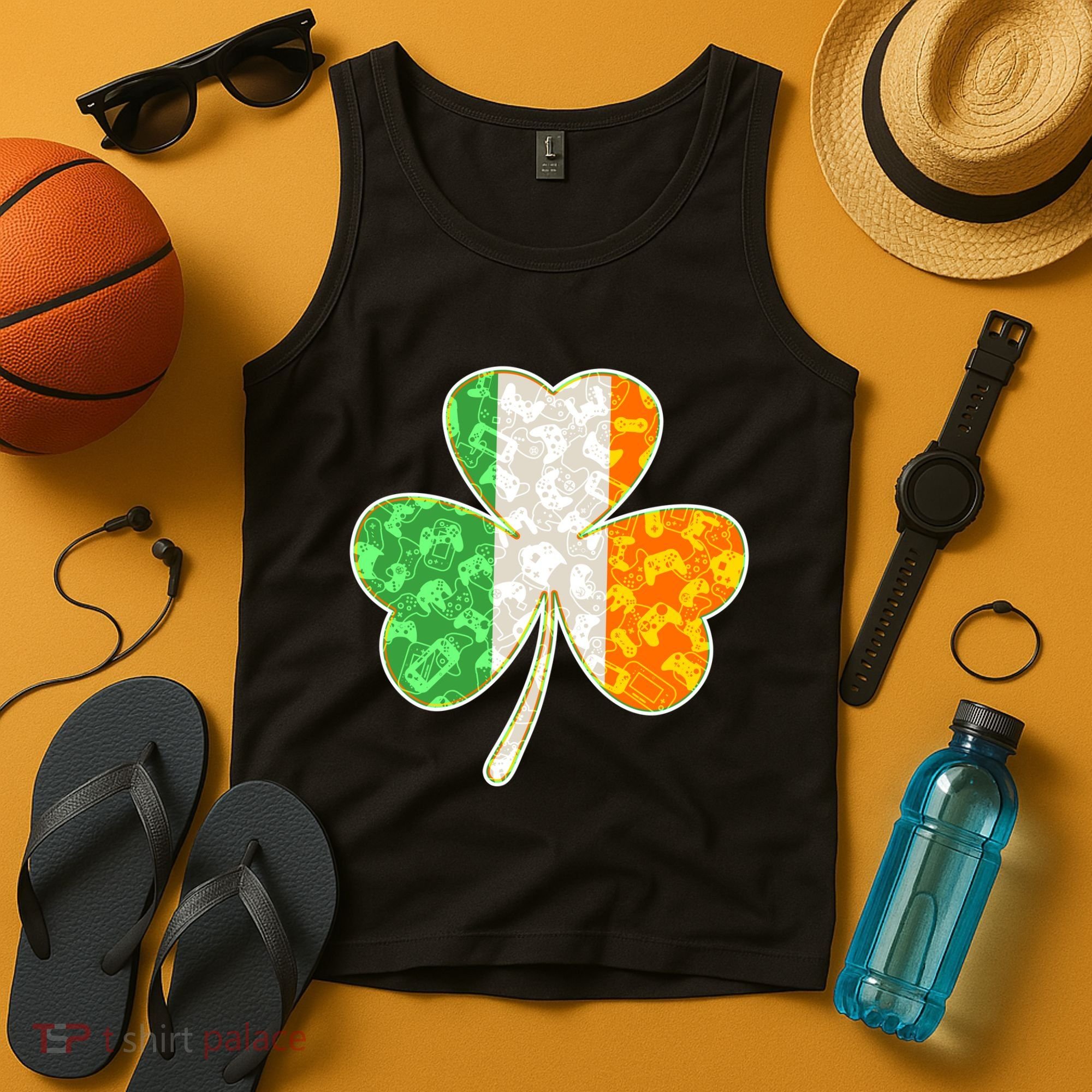 St Patrick's Day Video Gamer Shamrock Clover Tank Top