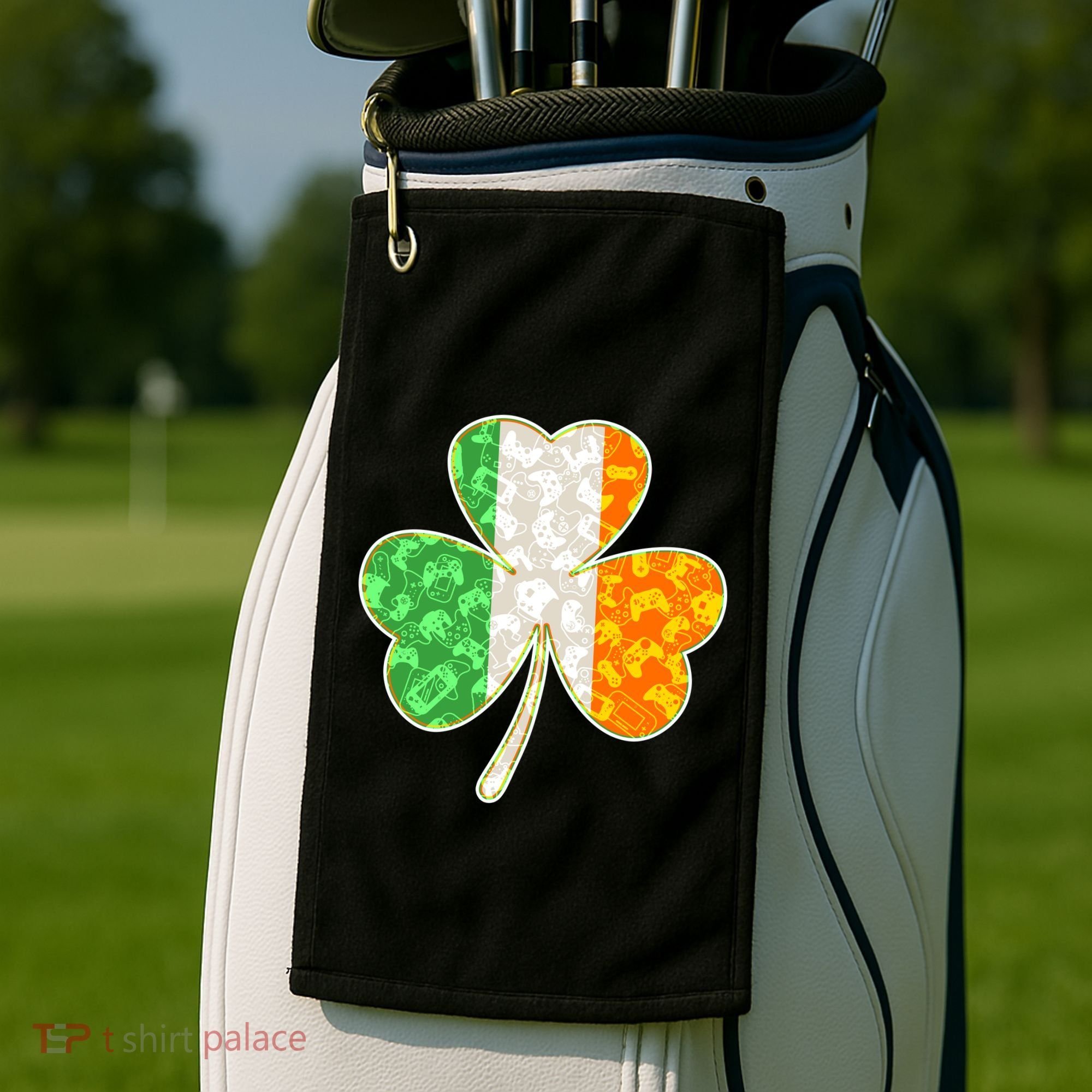 St Patrick's Day Video Gamer Shamrock Clover Golf Towel