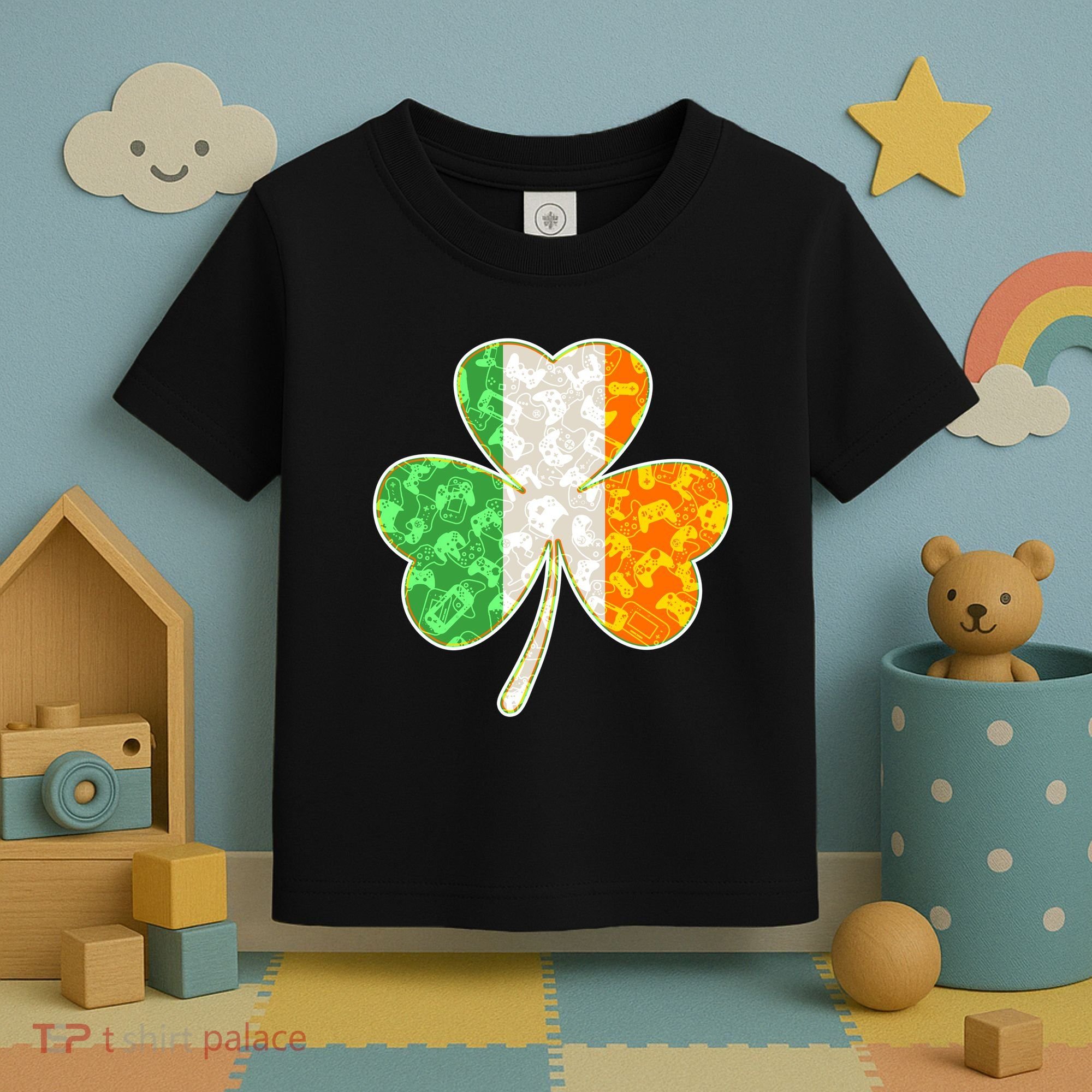 St Patrick's Day Video Gamer Shamrock Clover Toddler T-Shirt