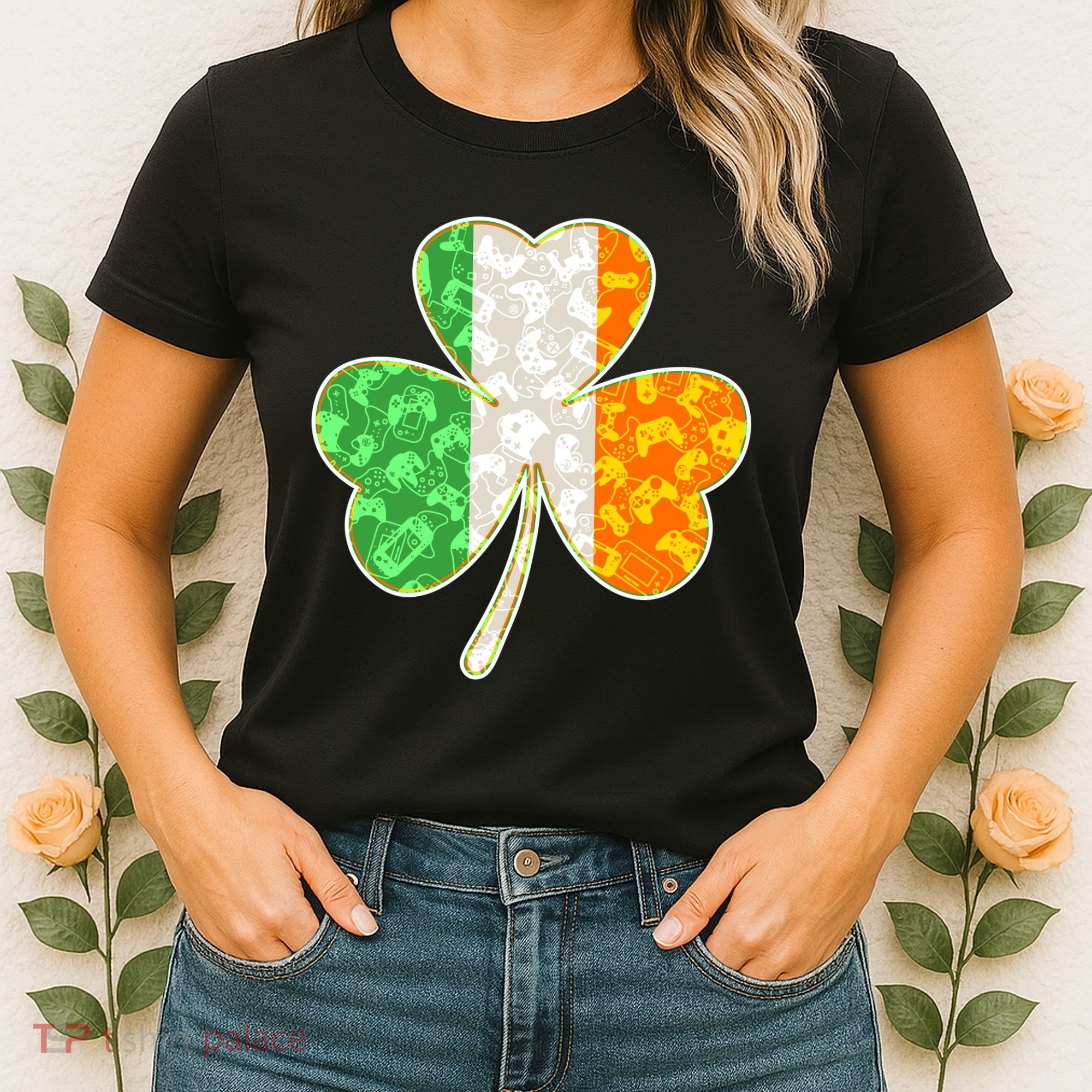 St Patrick's Day Video Gamer Shamrock Clover Women's T-Shirt