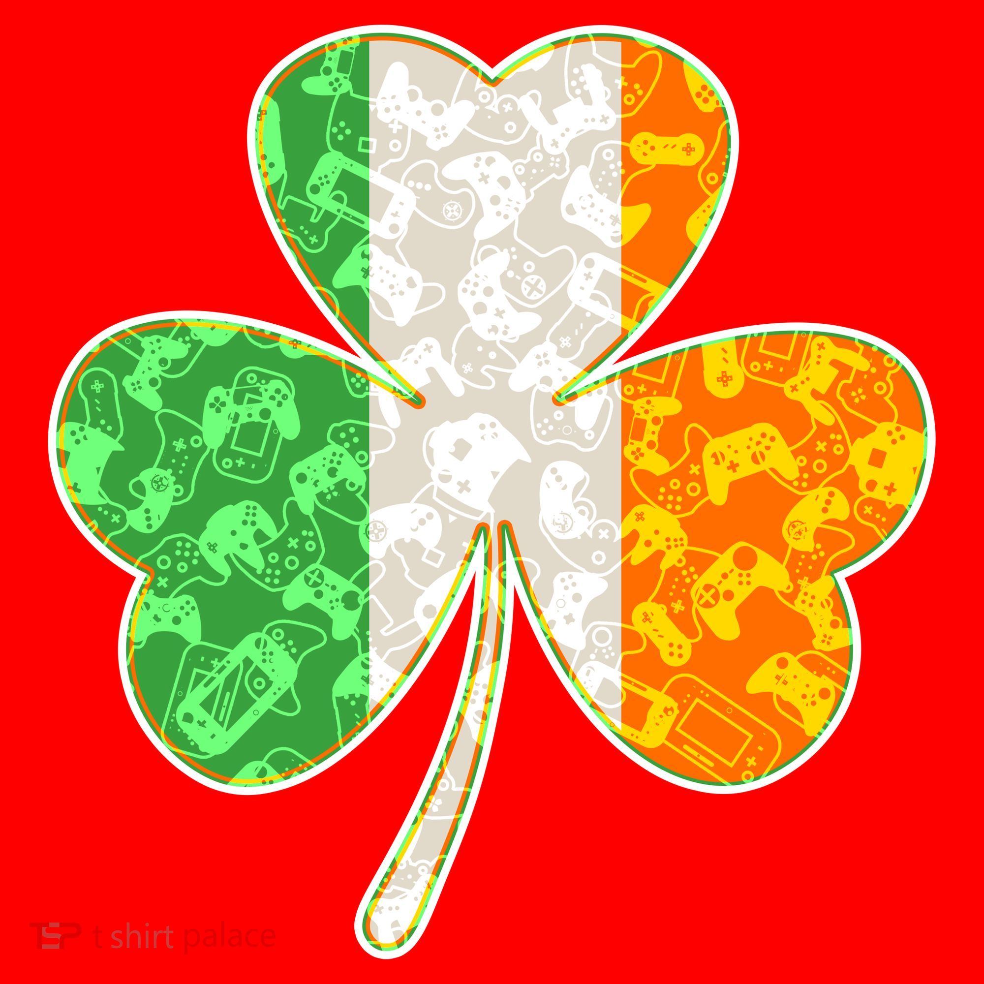 St Patrick's Day Video Gamer Shamrock Clover Santa Hat