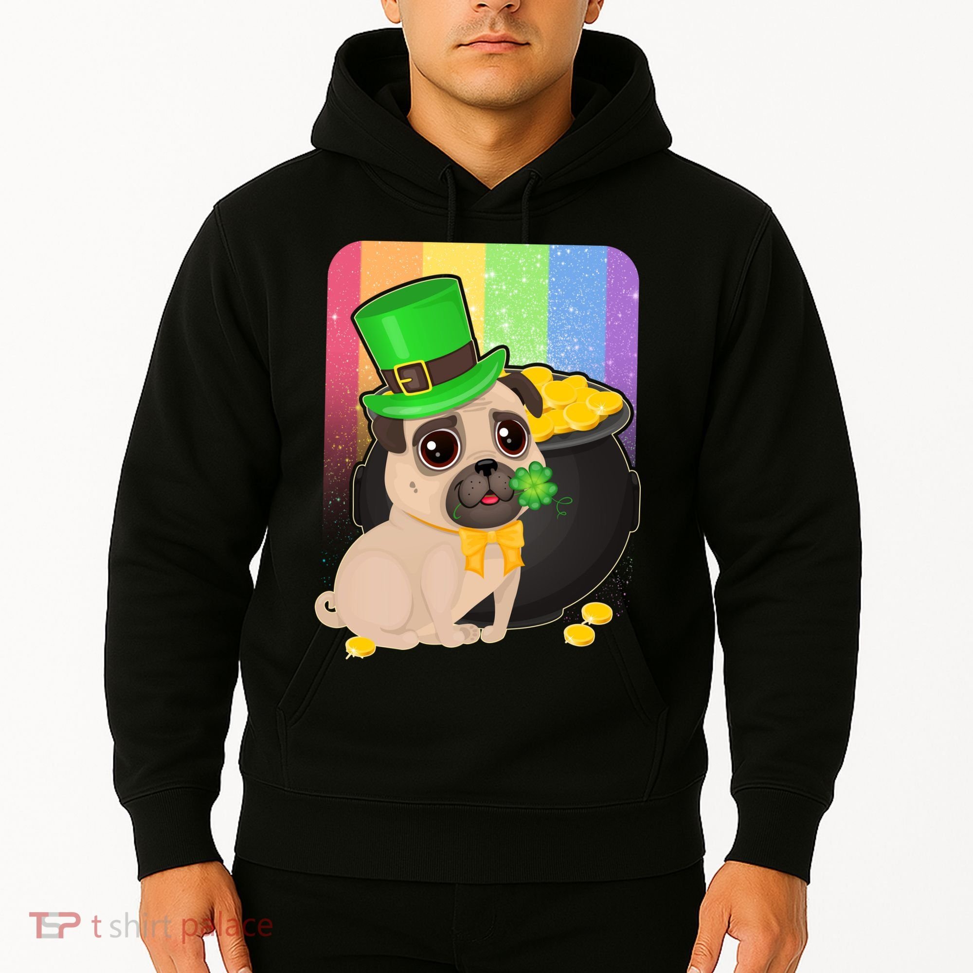 St Patrick's Pug Pot Of Gold Hoodie