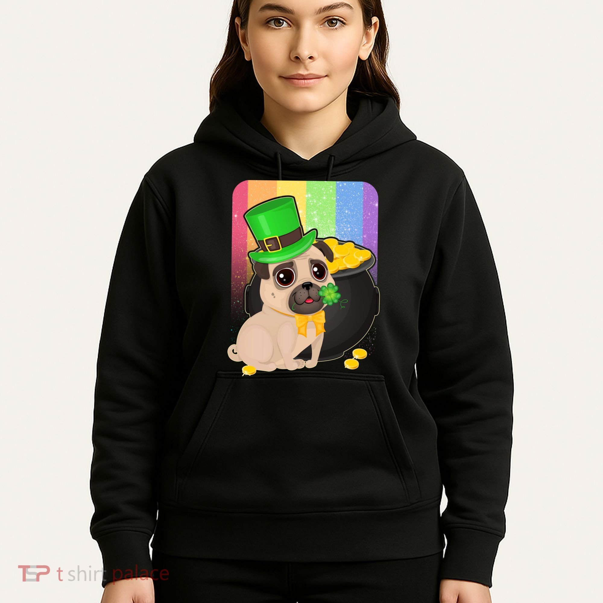 St Patrick's Pug Pot Of Gold Hoodie