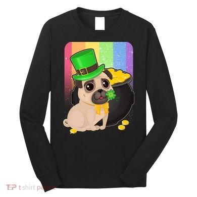 St Patrick's Pug Pot Of Gold Long Sleeve Shirt