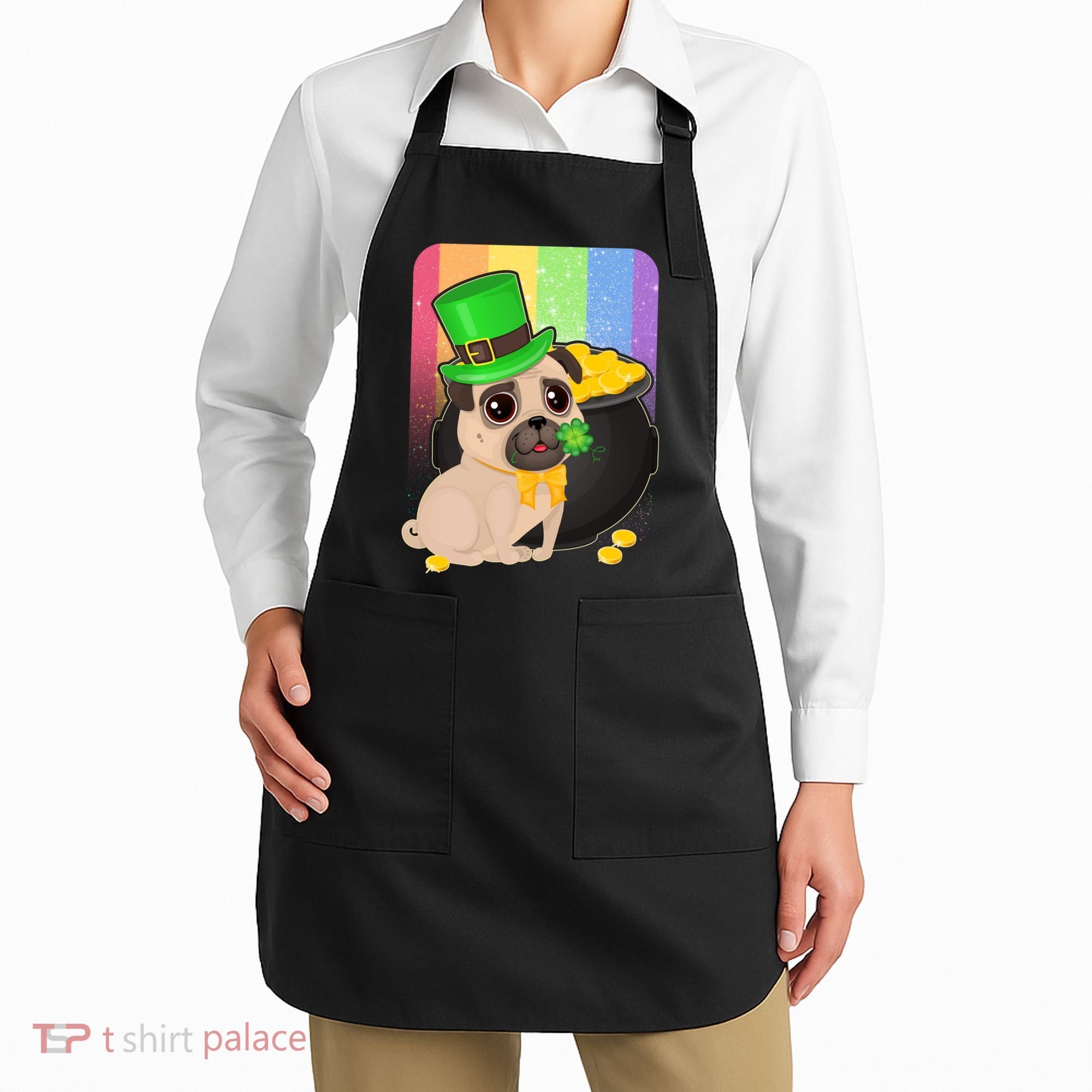 St Patrick's Pug Pot Of Gold Apron