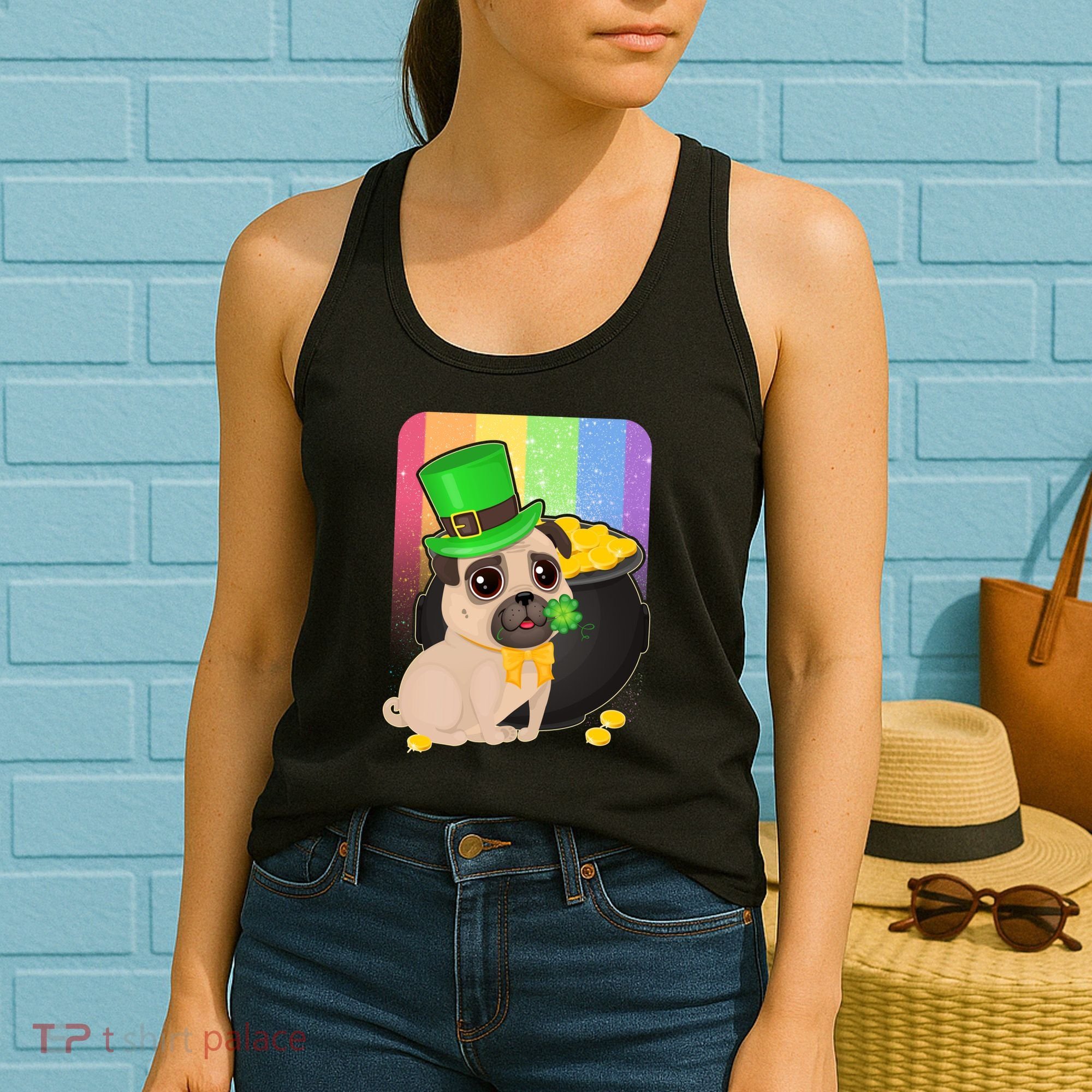 St Patrick's Pug Pot Of Gold Women's Tank Top