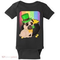 St Patrick's Pug Pot Of Gold Baby Bodysuit thumb 0