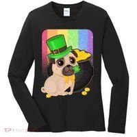St Patrick's Pug Pot Of Gold Women's Long Sleeve Shirt thumb 0