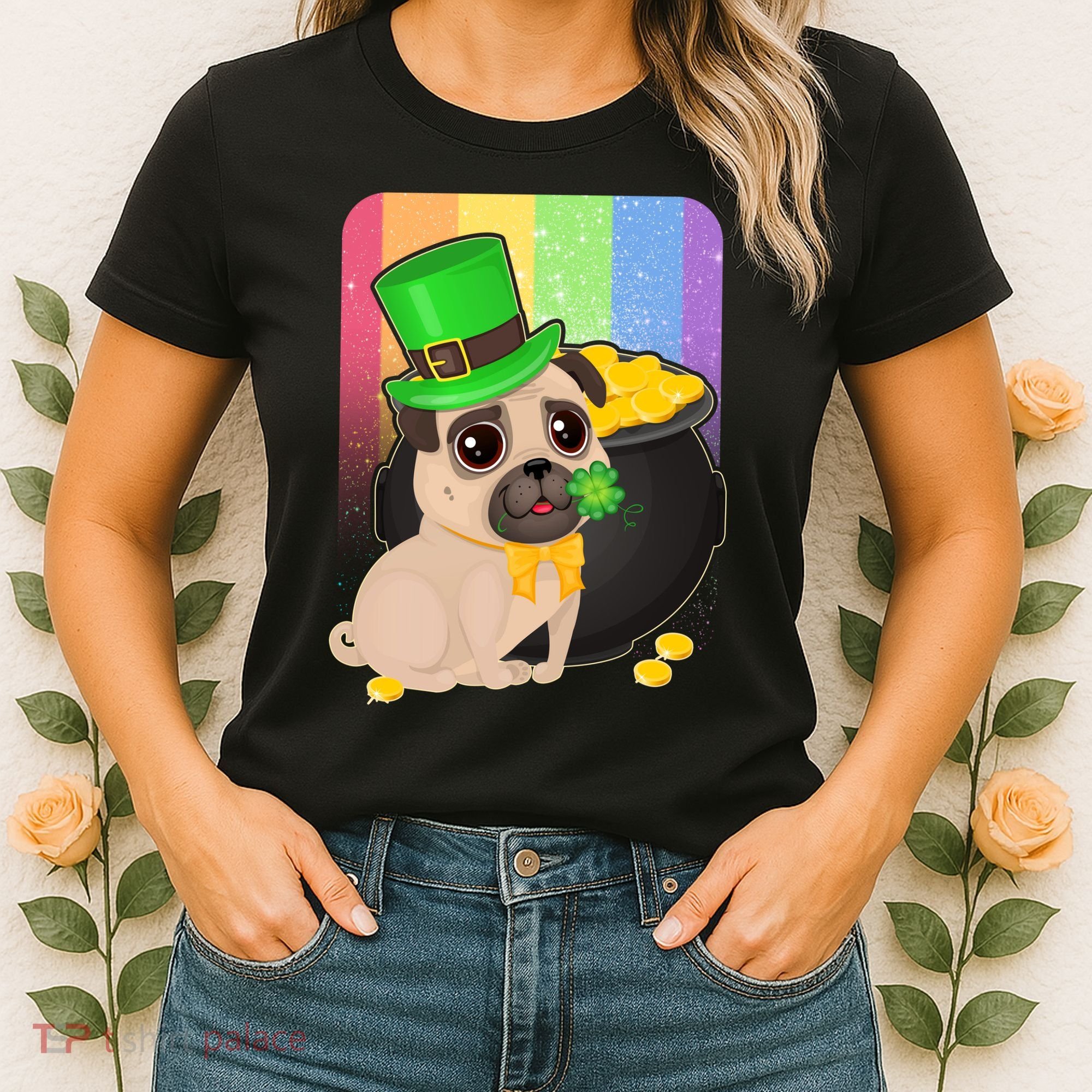 St Patrick's Pug Pot Of Gold Women's T-Shirt