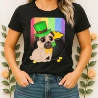 St Patrick's Pug Pot Of Gold Women's T-Shirt thumb 2