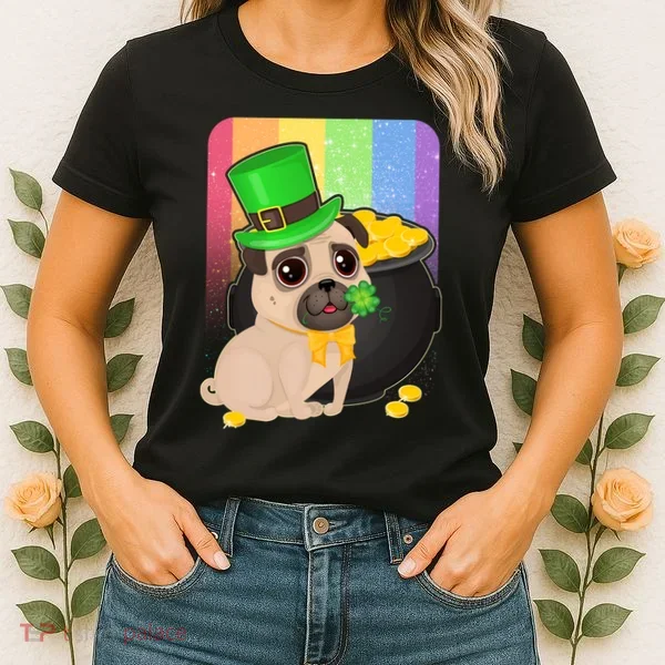 St Patrick's Pug Pot Of Gold Women's T-Shirt