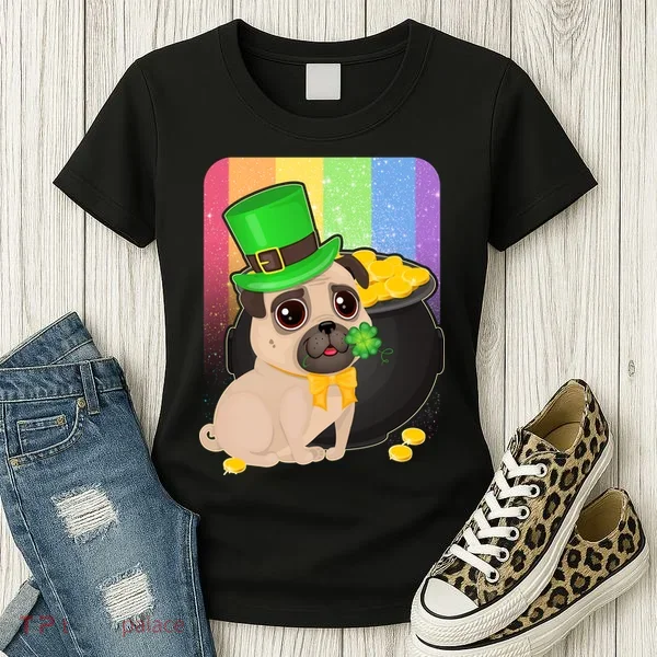 St Patrick's Pug Pot Of Gold Women's T-Shirt