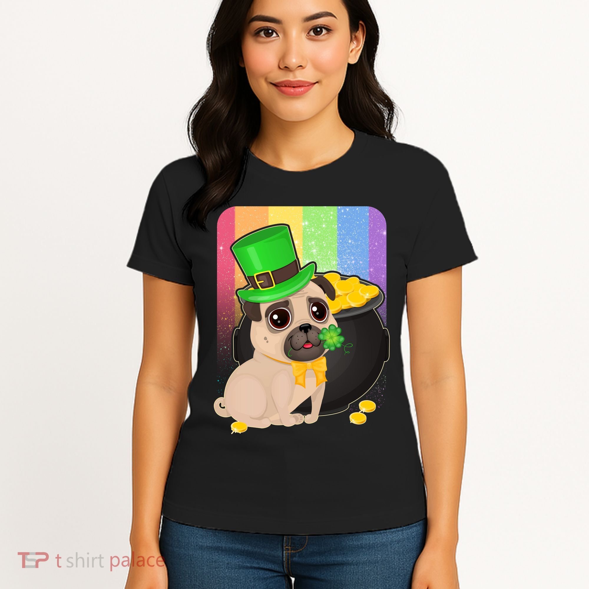 St Patrick's Pug Pot Of Gold Women's T-Shirt