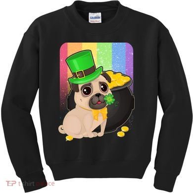 St Patrick's Pug Pot Of Gold Kids Sweatshirt