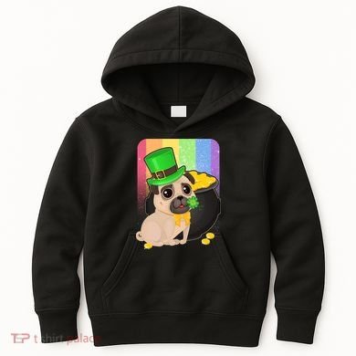 St Patrick's Pug Pot Of Gold Kids Hoodie