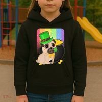 St Patrick's Pug Pot Of Gold Kids Hoodie thumb 3
