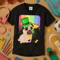 St Patrick's Pug Pot Of Gold Kids T-Shirt thumb 3