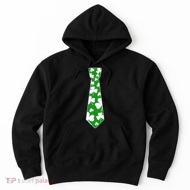 Shamrock Irish Clover Party Tie Hoodie