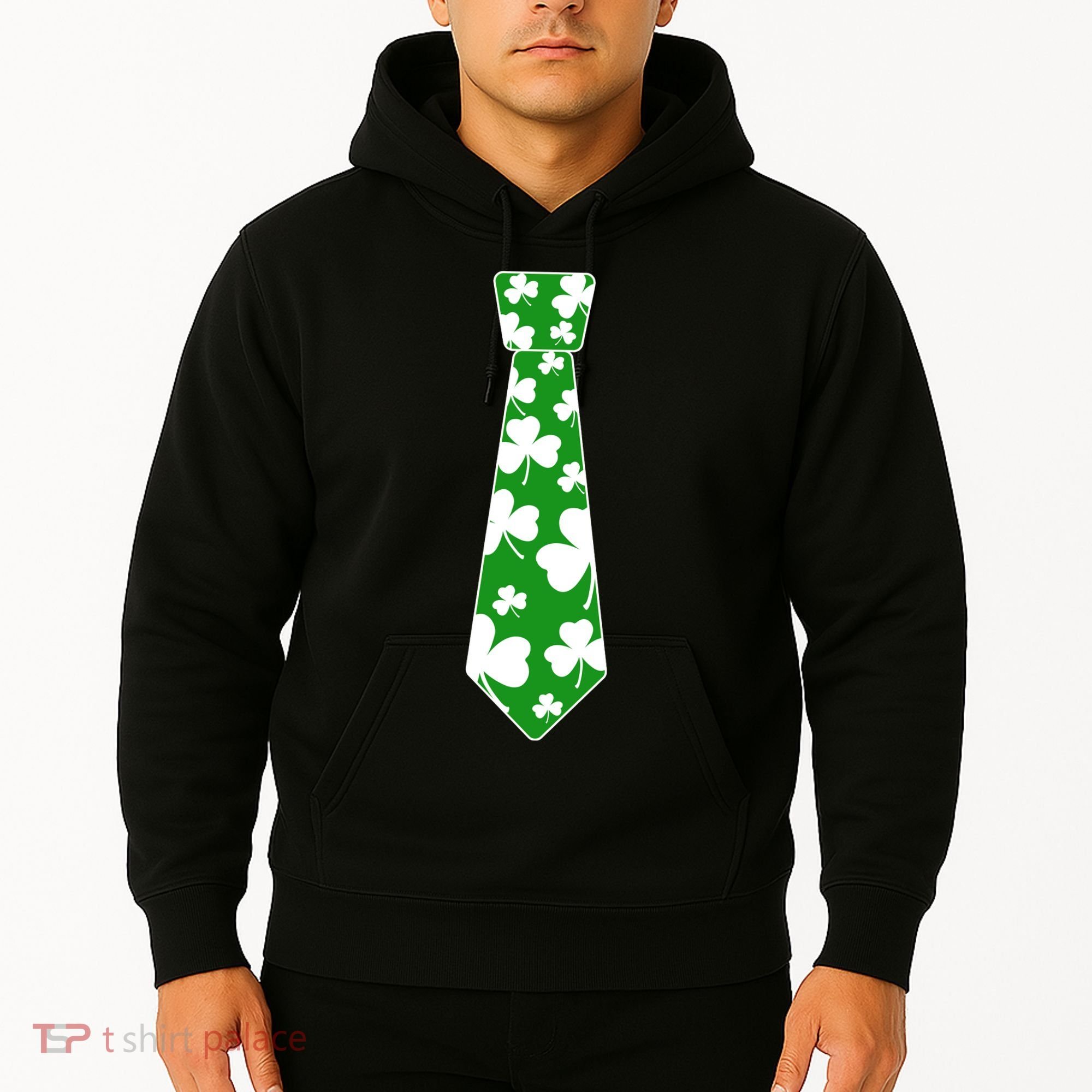 Shamrock Irish Clover Party Tie Hoodie