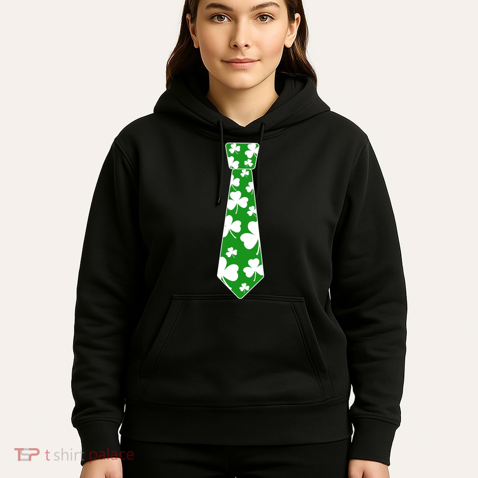 Shamrock Irish Clover Party Tie Hoodie