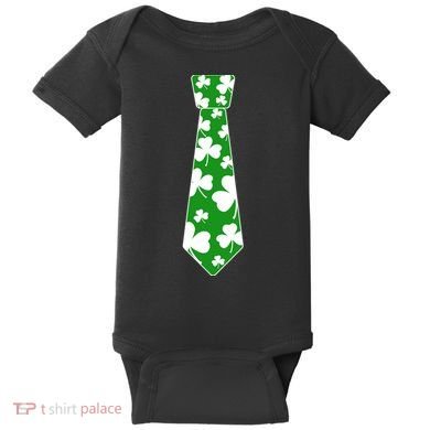 Shamrock Irish Clover Party Tie Baby Bodysuit