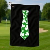 Shamrock Irish Clover Party Tie Golf Towel thumb 1