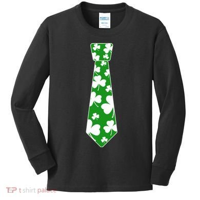 Shamrock Irish Clover Party Tie Kids Long Sleeve Shirt