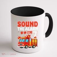 Sound The Alarm IM 7 Fire Truck Firefighter 7th Birthday Coffee Mug thumb 1