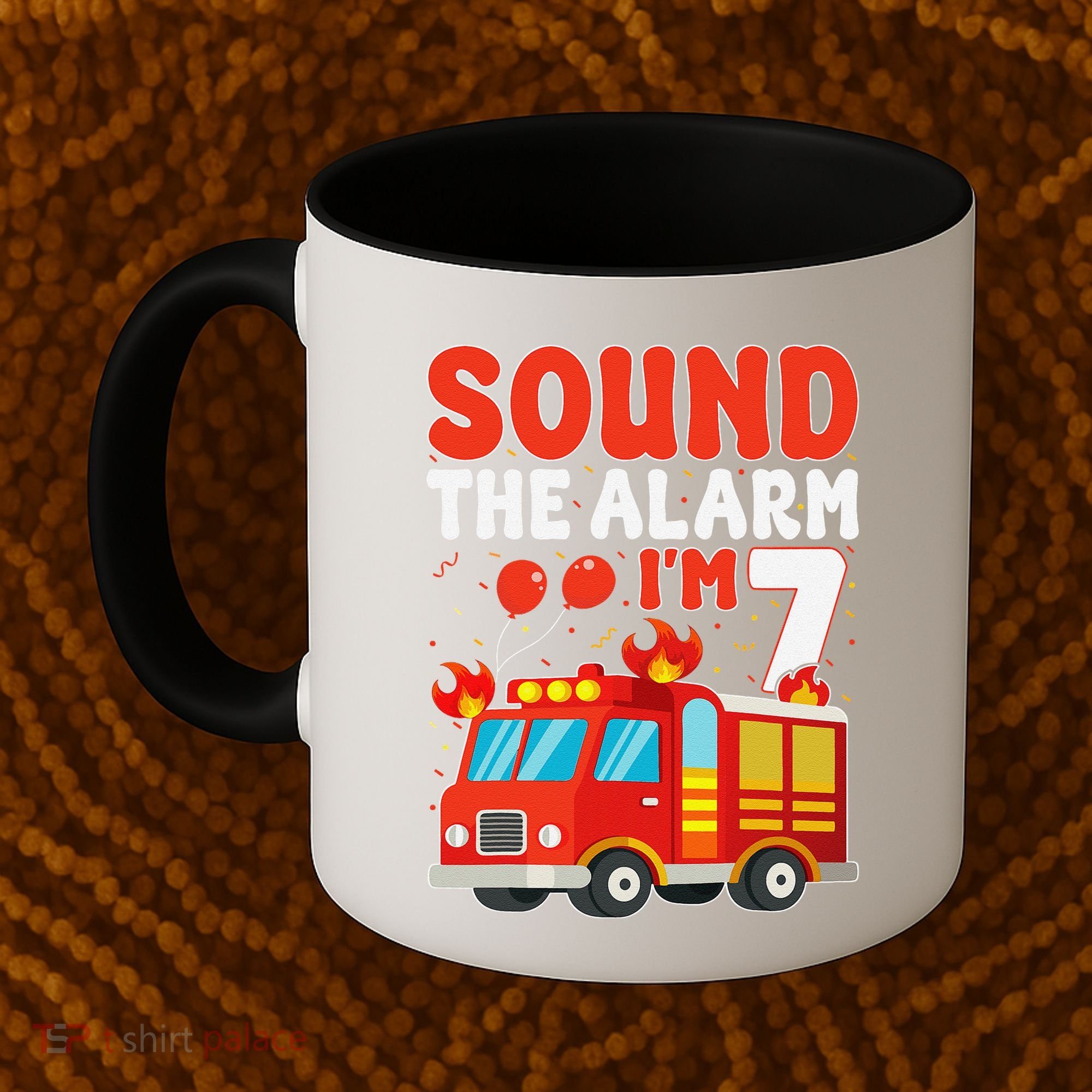Sound The Alarm IM 7 Fire Truck Firefighter 7th Birthday Coffee Mug