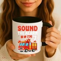 Sound The Alarm IM 7 Fire Truck Firefighter 7th Birthday Coffee Mug thumb 3