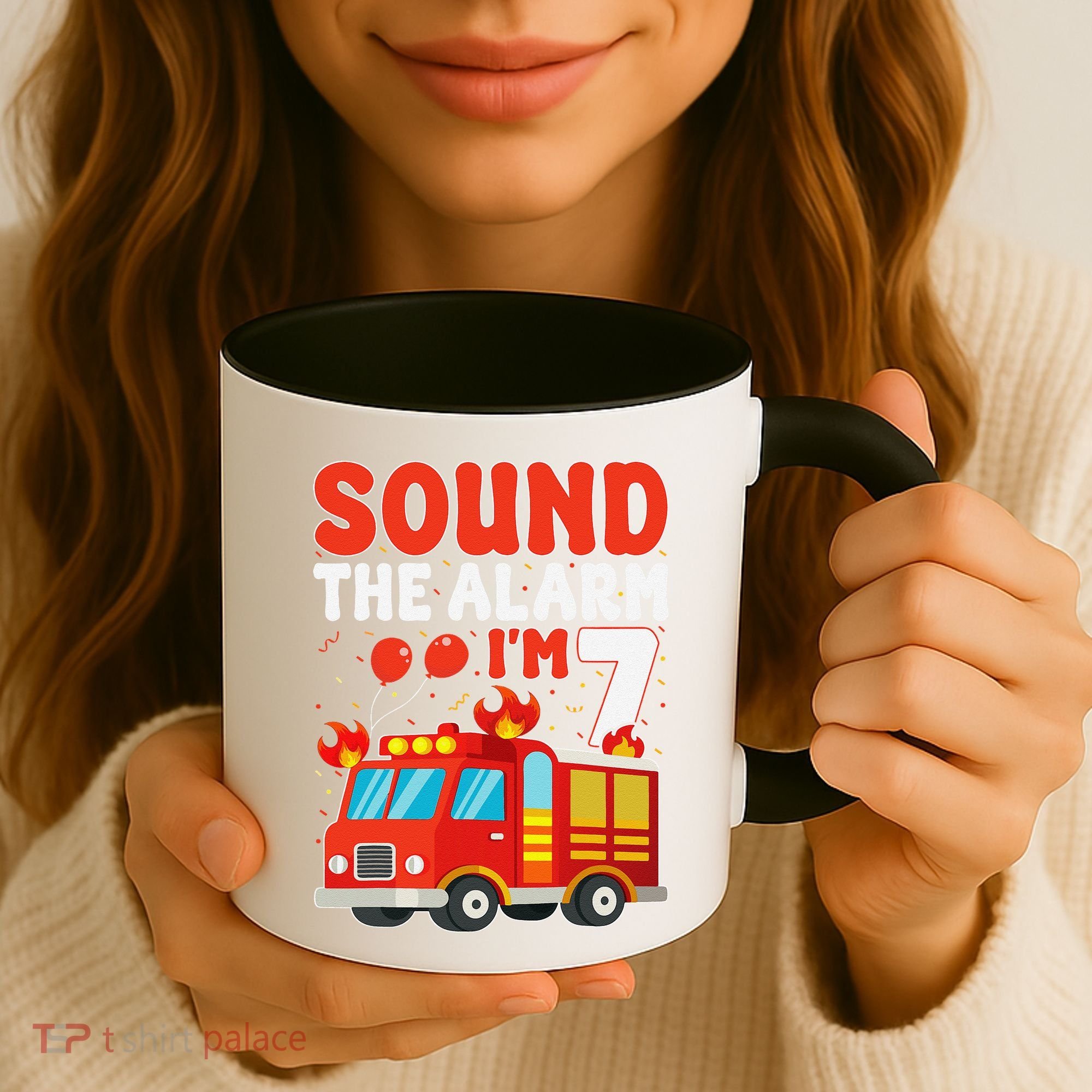 Sound The Alarm IM 7 Fire Truck Firefighter 7th Birthday Coffee Mug