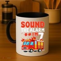 Sound The Alarm IM 7 Fire Truck Firefighter 7th Birthday Coffee Mug thumb 4