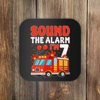 Sound The Alarm IM 7 Fire Truck Firefighter 7th Birthday Coaster thumb 0