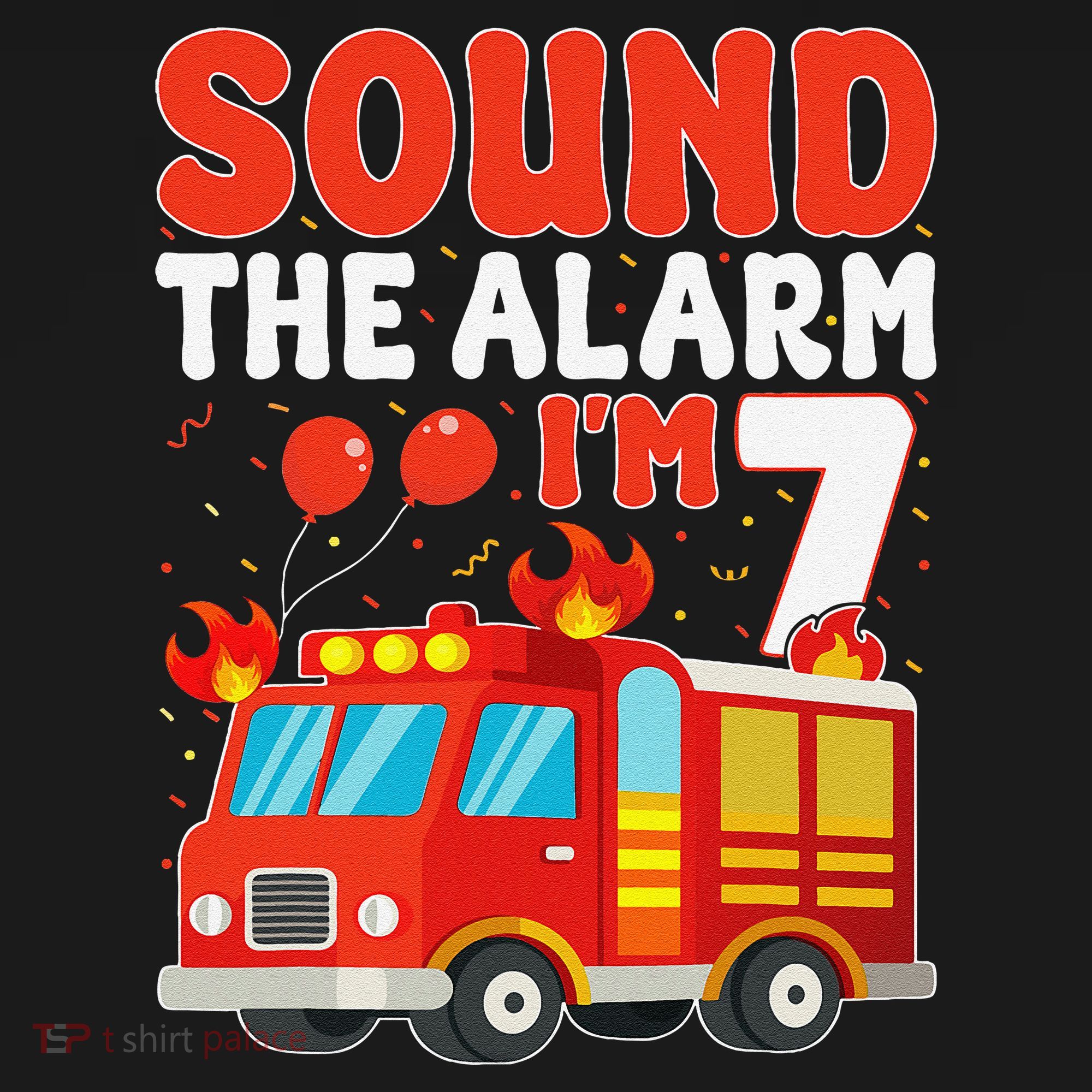 Sound The Alarm IM 7 Fire Truck Firefighter 7th Birthday Women's Hoodie