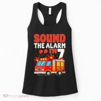 Sound The Alarm IM 7 Fire Truck Firefighter 7th Birthday Women's Tank Top thumb 0