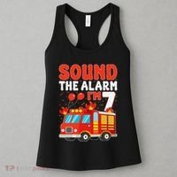 Sound The Alarm IM 7 Fire Truck Firefighter 7th Birthday Women's Tank Top thumb 3