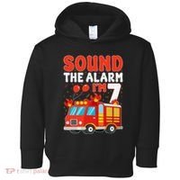 Sound The Alarm IM 7 Fire Truck Firefighter 7th Birthday Toddler Hoodie thumb 0