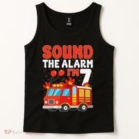 Sound The Alarm IM 7 Fire Truck Firefighter 7th Birthday Tank Top thumb 2