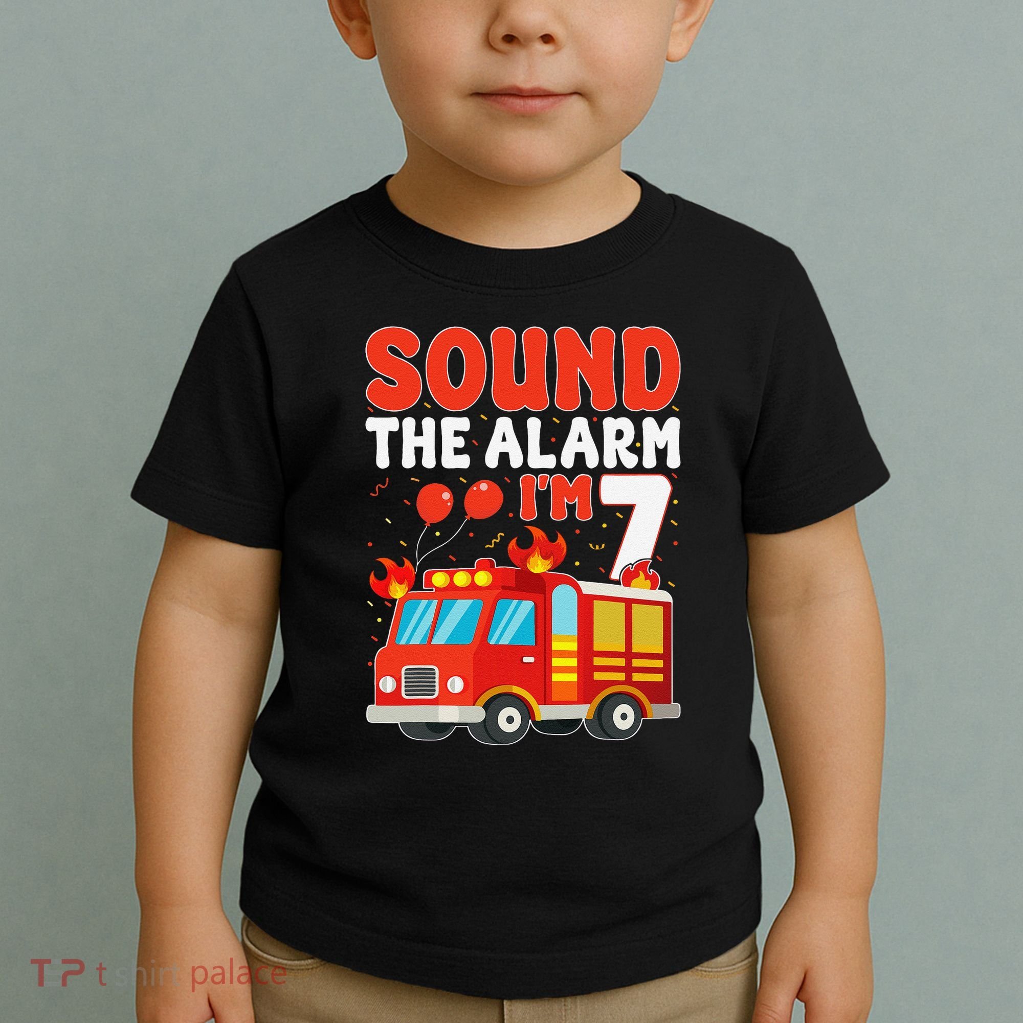 Sound The Alarm IM 7 Fire Truck Firefighter 7th Birthday Toddler T-Shirt