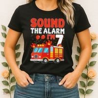 Sound The Alarm IM 7 Fire Truck Firefighter 7th Birthday Women's T-Shirt thumb 2