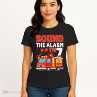 Sound The Alarm IM 7 Fire Truck Firefighter 7th Birthday Women's T-Shirt thumb 4