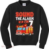 Sound The Alarm IM 7 Fire Truck Firefighter 7th Birthday Kids Sweatshirt thumb 0