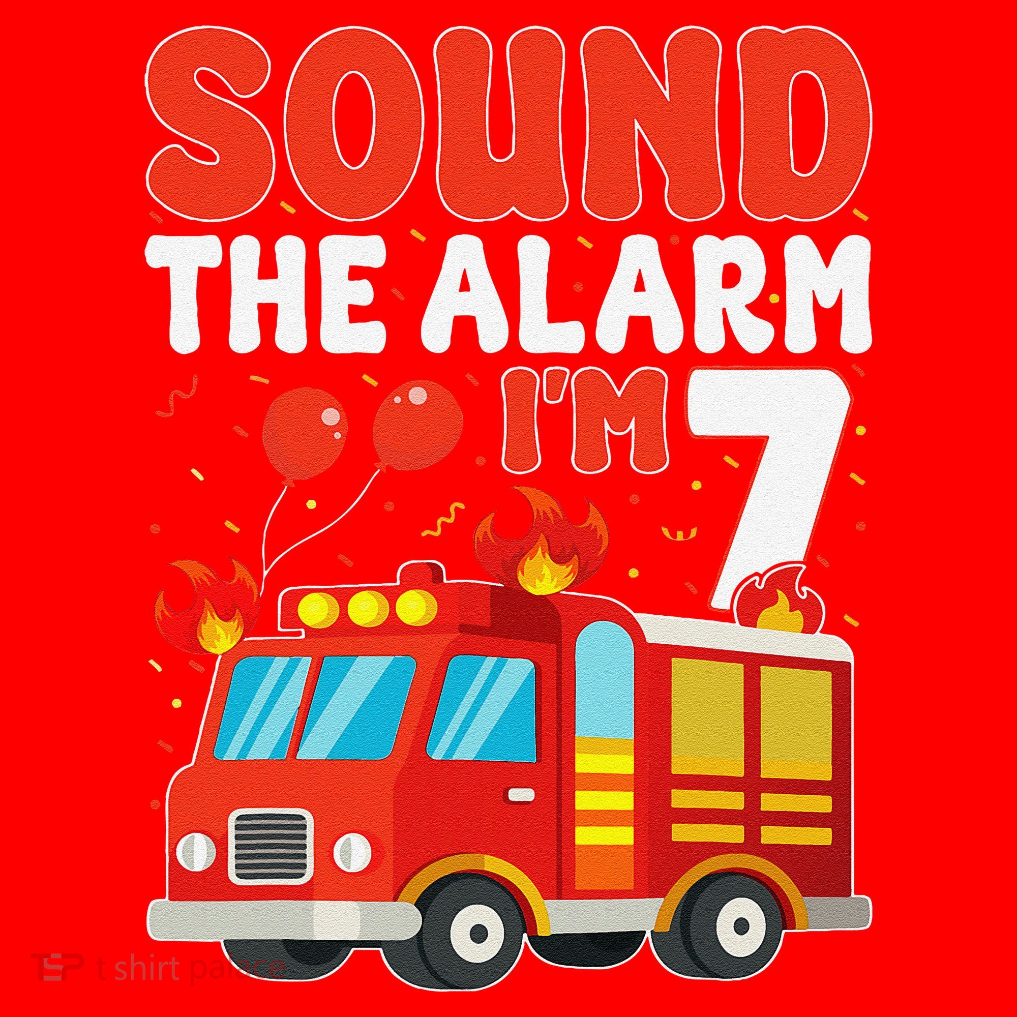 Sound The Alarm IM 7 Fire Truck Firefighter 7th Birthday Santa Hat