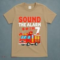 Sound The Alarm IM 7 Fire Truck Firefighter 7th Birthday T-Shirt thumb 5