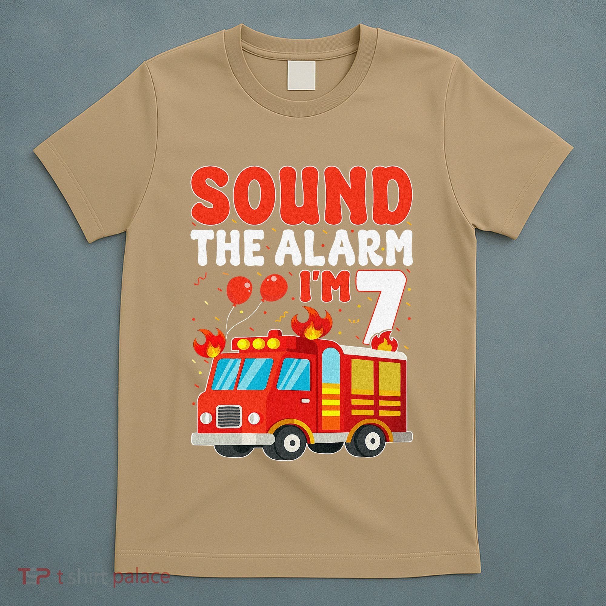 Sound The Alarm IM 7 Fire Truck Firefighter 7th Birthday T-Shirt