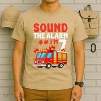 Sound The Alarm IM 7 Fire Truck Firefighter 7th Birthday T-Shirt thumb 6