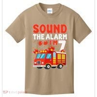 Sound The Alarm IM 7 Fire Truck Firefighter 7th Birthday Kids T-Shirt thumb 0