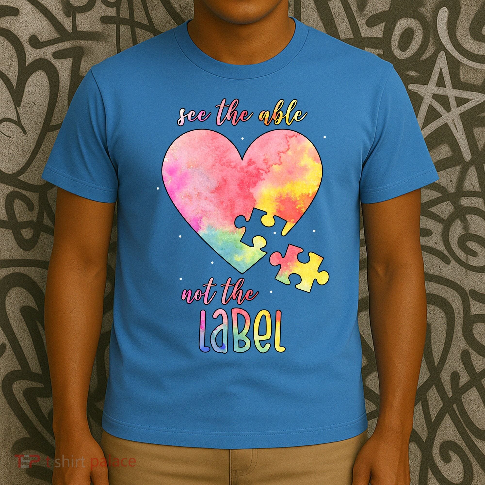 See The Able Not The Label Colorful Autism Puzzle Heart T-Shirt